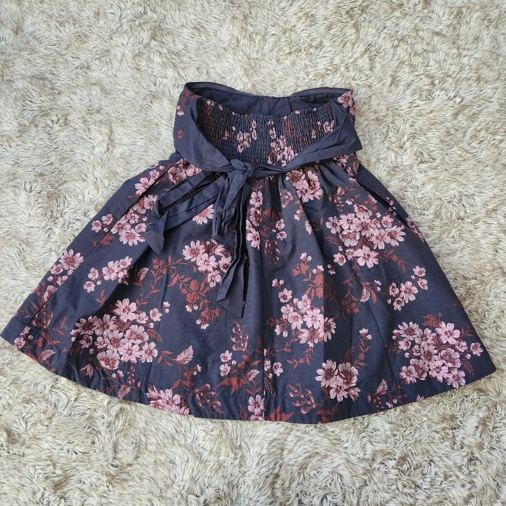 Free People Matilda Mini Dress Gray‎ With Pink Jacquard Floral Women's Small